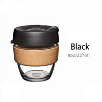 Glass Coffee Cup with Cork Sleeve and Lid