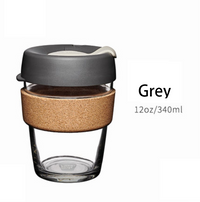 Glass Coffee Cup with Cork Sleeve and Lid