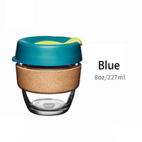 Glass Coffee Cup with Cork Sleeve and Lid