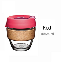Glass Coffee Cup with Cork Sleeve and Lid