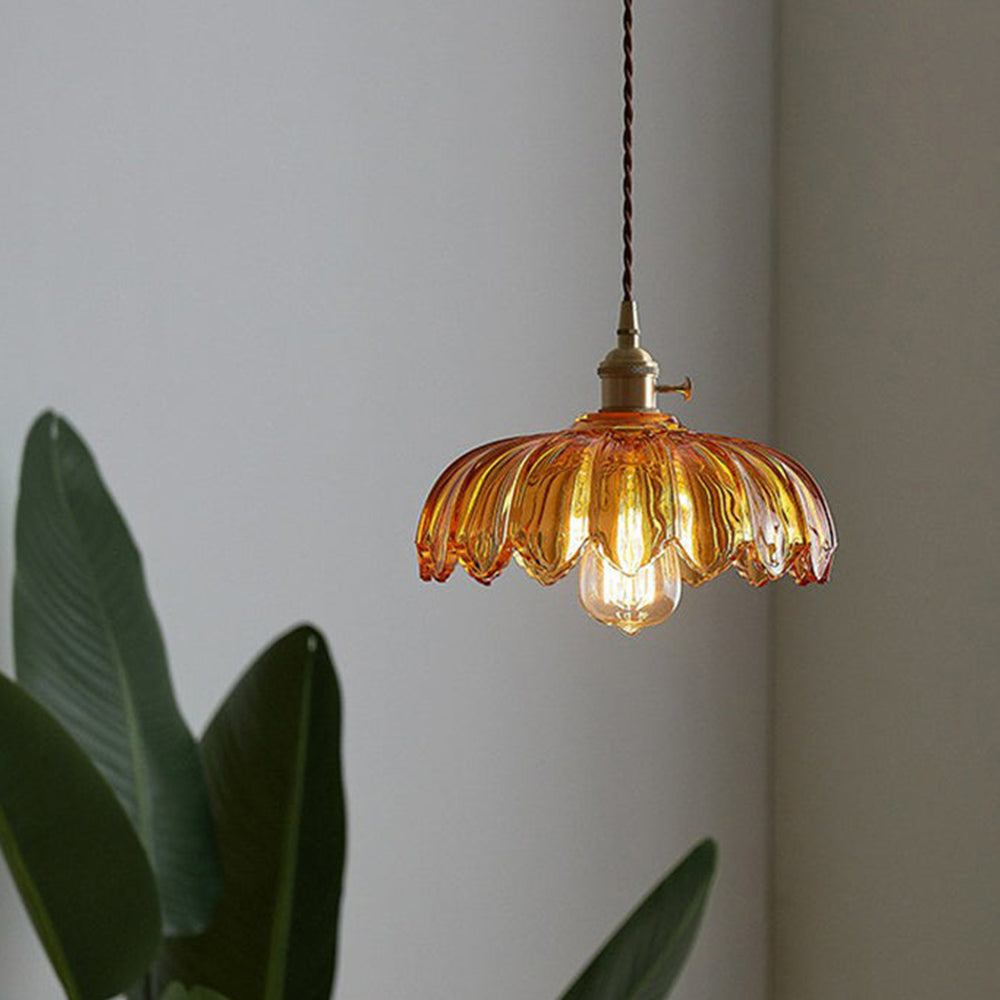 Scalloped Glass Flower Pendant Light