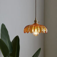 Scalloped Glass Flower Pendant Light