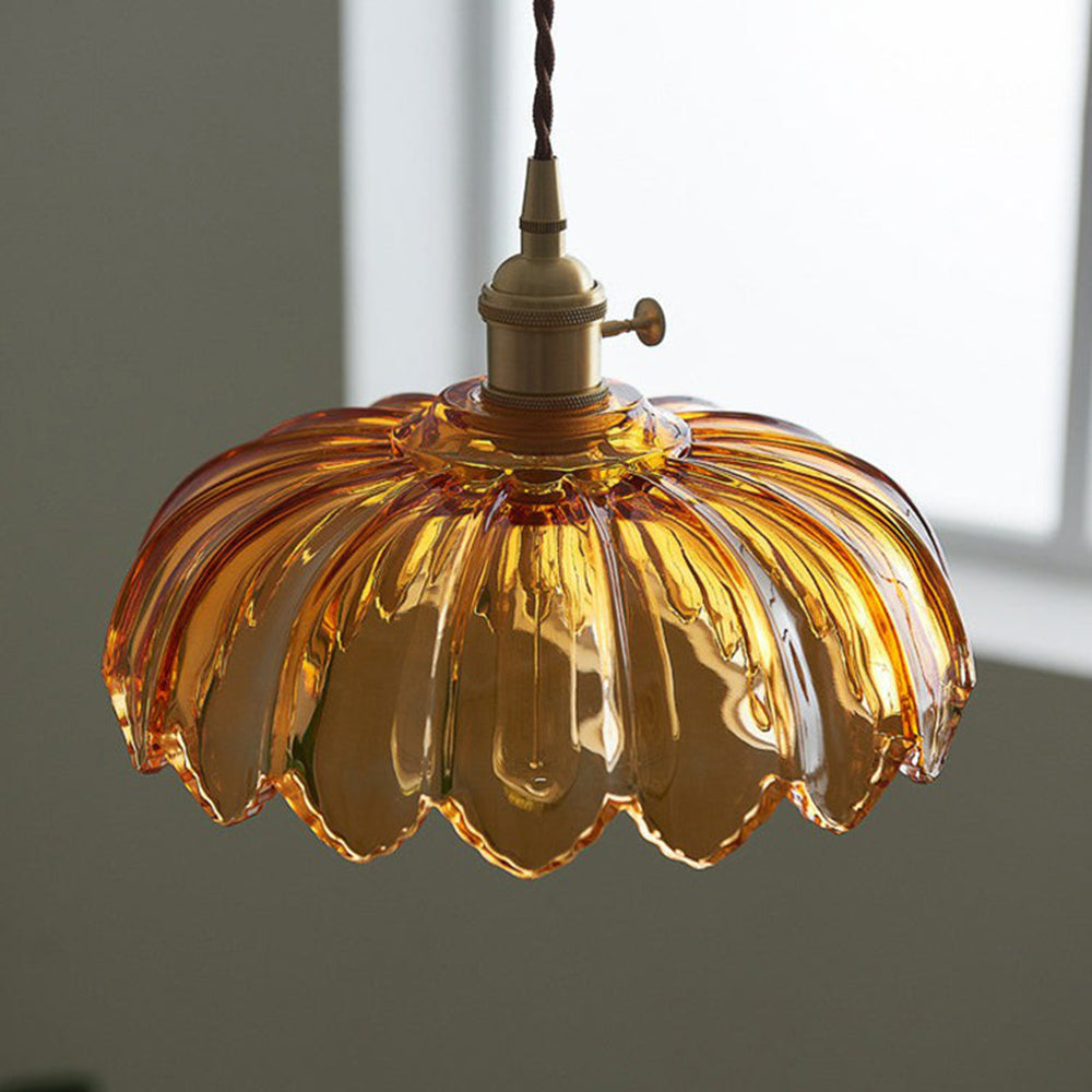 Scalloped Glass Flower Pendant Light