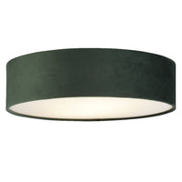 Green Velvet Flush Drum Light 38cm