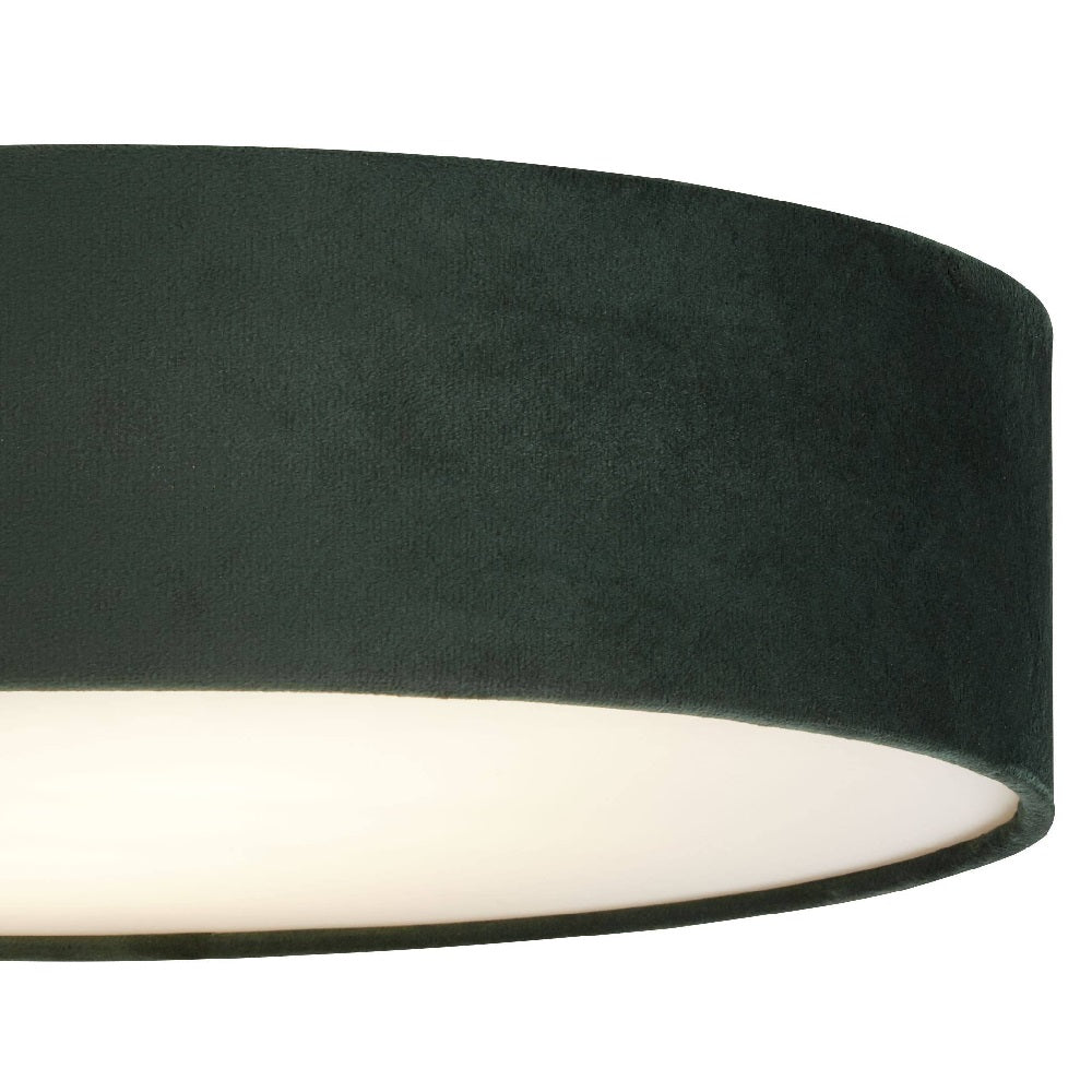 Green Velvet Flush Drum Light 38cm