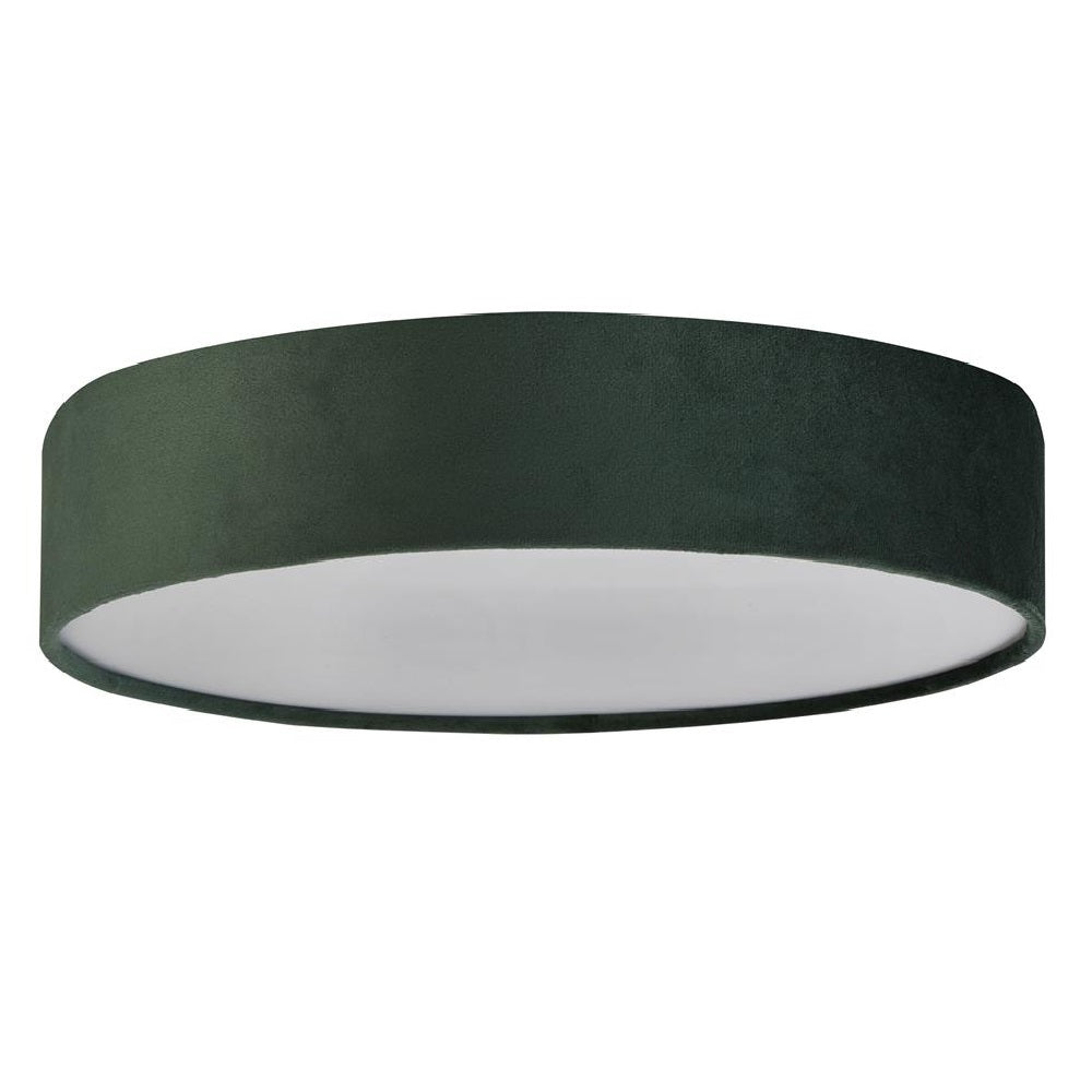 Green Velvet Flush Drum Light 38cm