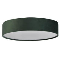 Green Velvet Flush Drum Light 38cm