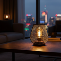 Cordless Iron Mesh Lantern Pair