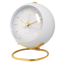 Round Metal and Glass Table Clock 13cm