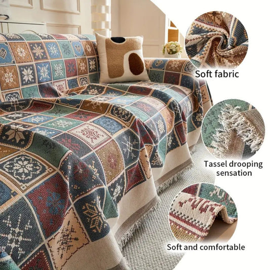 Boho Knitted Tassel Sofa Cover