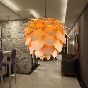 Pine Cone Wood Pendant Light 38-45cm
