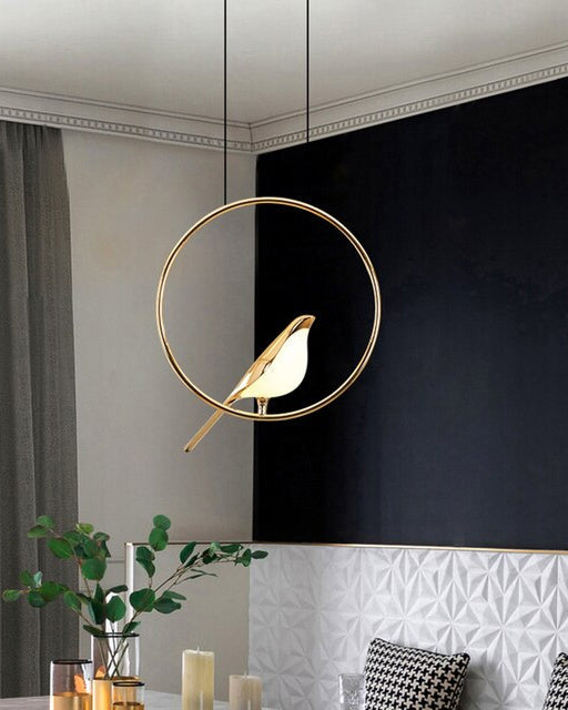 Bird Form Metal Pendant Light 150cm