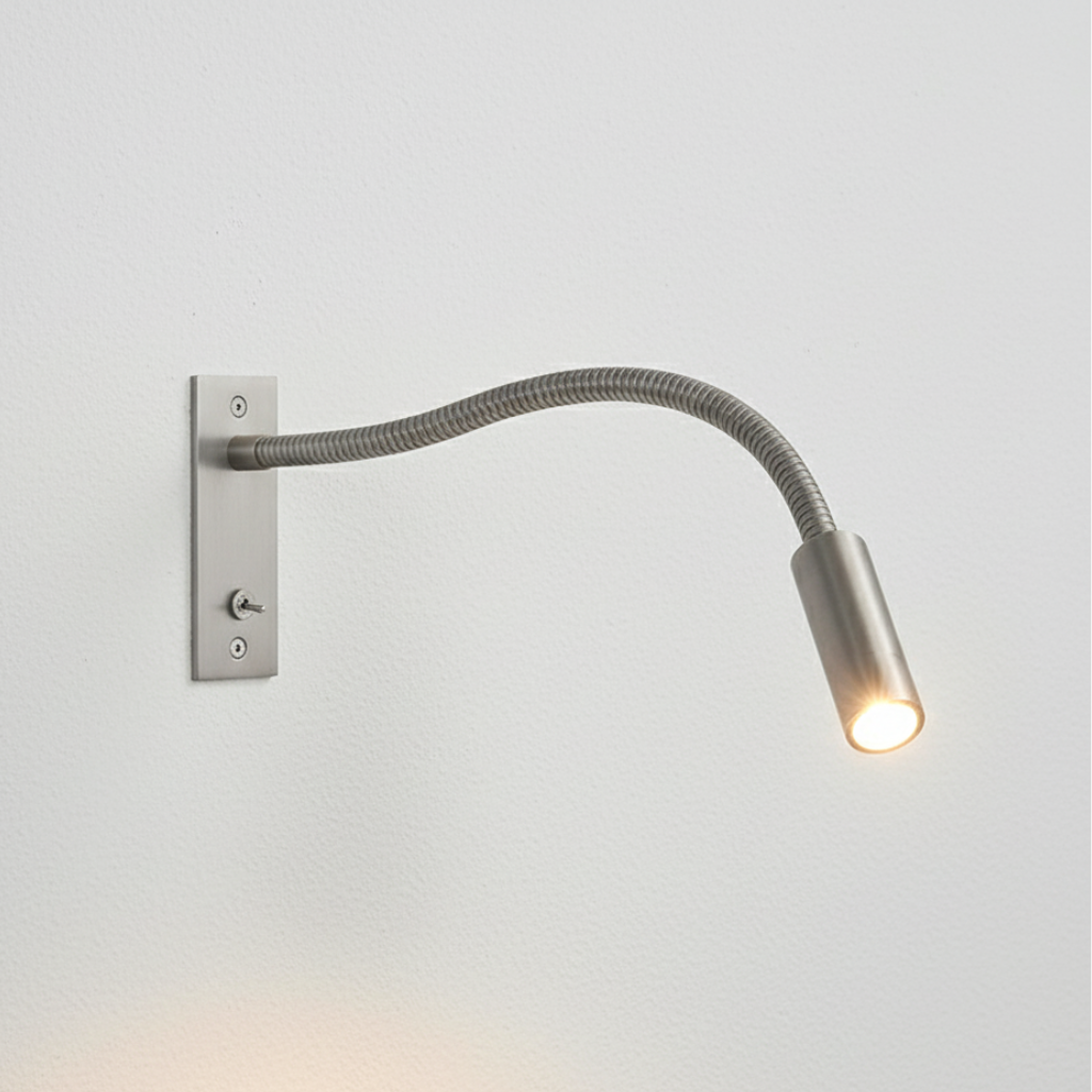 Reading wall sconce beside bed
