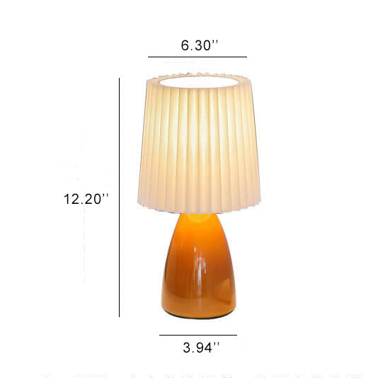 Pleated Shade Glass Base Table Lamp