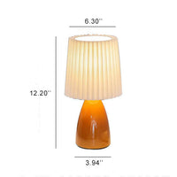 Pleated Shade Glass Base Table Lamp
