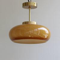 Amber Glass Semi-Flush Ceiling Light
