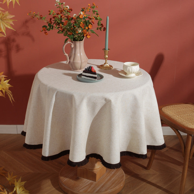 Linen Blend Tassel Tablecloth