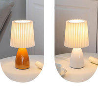 Pleated Shade Glass Base Table Lamp