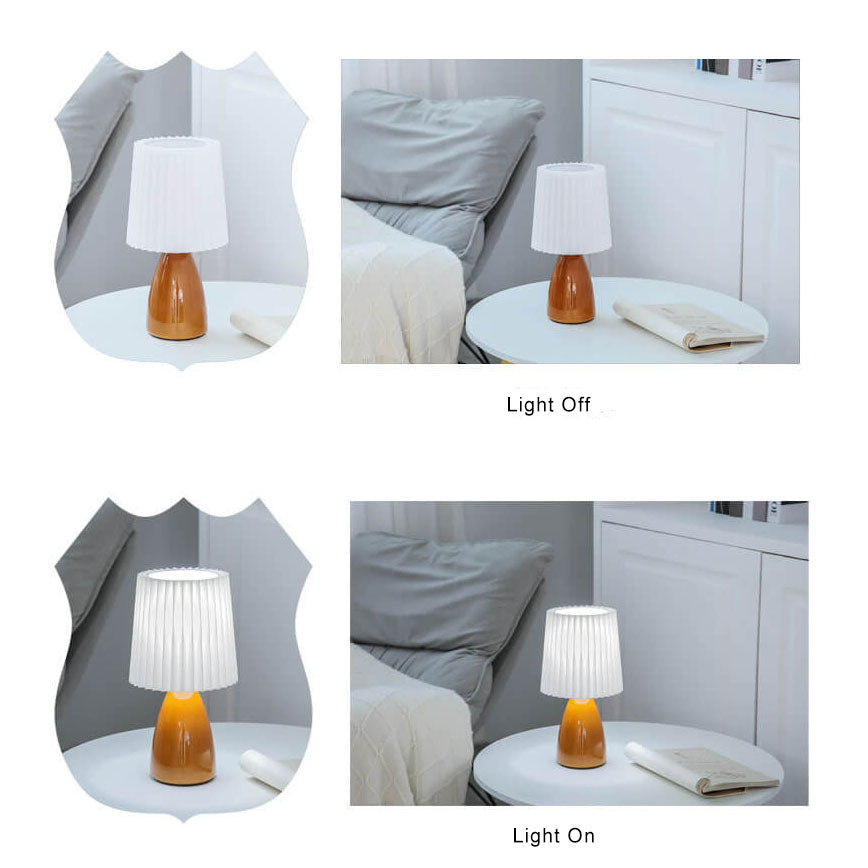 Pleated Shade Glass Base Table Lamp