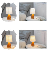 Pleated Shade Glass Base Table Lamp