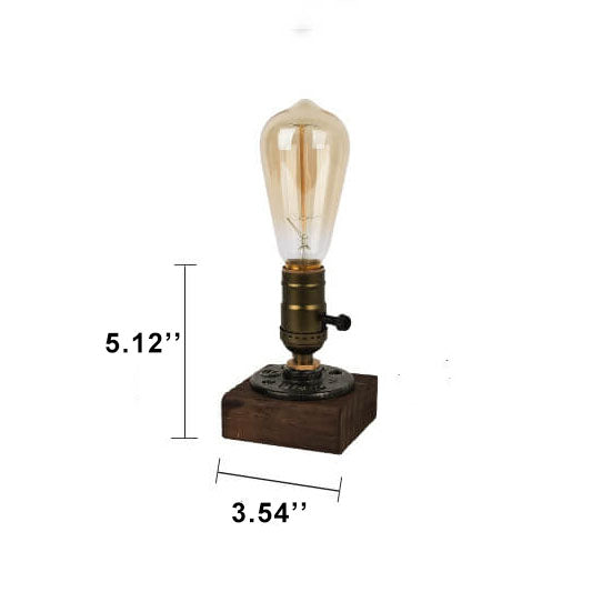 Iron and Pine Bulb Table Lamp 13cm