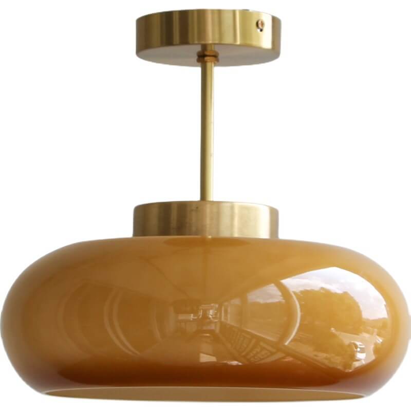 Amber Glass Semi-Flush Ceiling Light