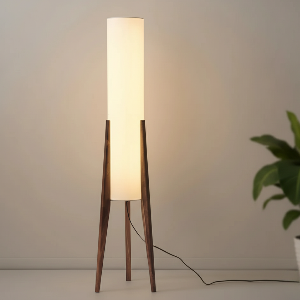 Nordic Walnut Reading Floor Lamp 127cm