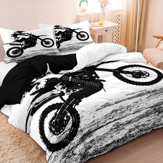 Motorcycle Print Duvet Set