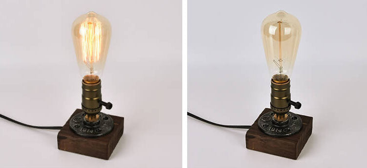 Iron and Pine Bulb Table Lamp 13cm