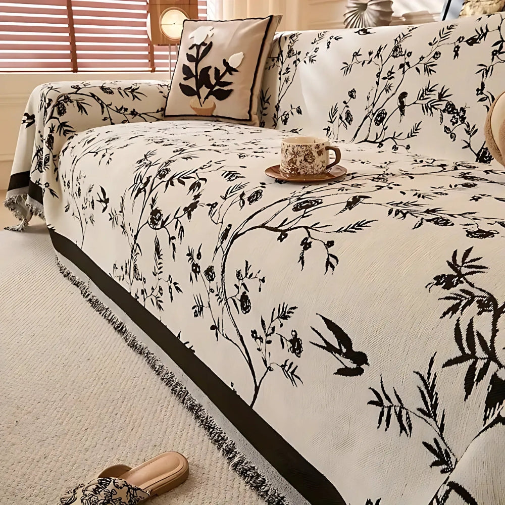 Ormel Floral Chenille Sofa Cover