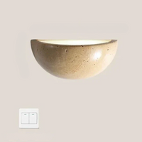 Travertine-Look Half Moon Wall Light