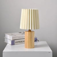 Pleated Column Wood Base Table Lamp 31cm
