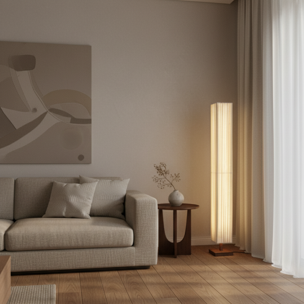 Hikari Walnut Column Floor Lamp 160cm