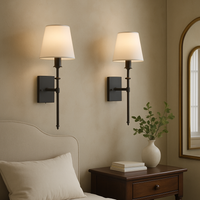 Wall Lamp Pair with Fabric Shades