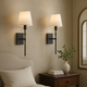Wall Lamp Pair with Fabric Shades
