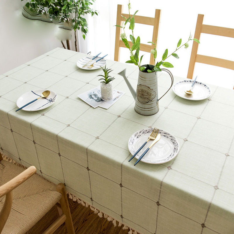 Wipe-Clean Cotton Linen Tablecloth