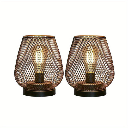 Mesh Shade Table Lamp Pair