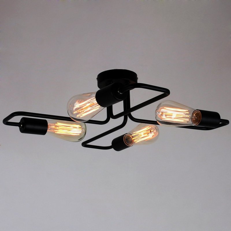Lockhone Indro industrial multi-arm ceiling light in matte black on a plain background