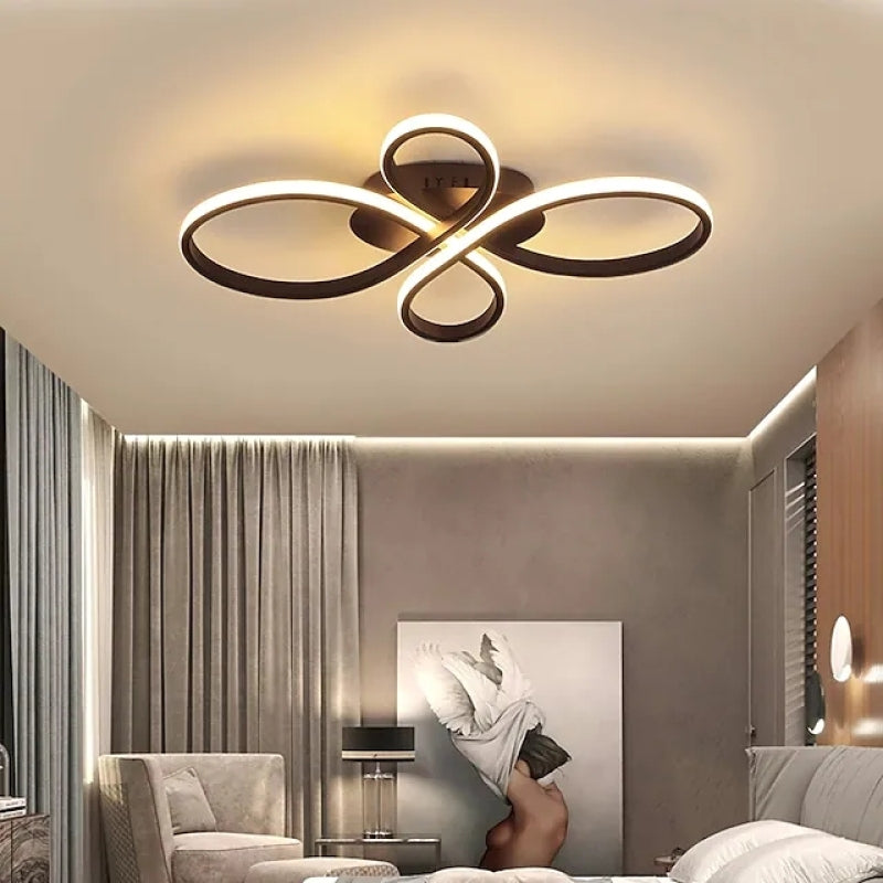 Kelo coffee-brown multi-ring LED ceiling light in bedroom lifestyle setting