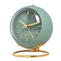 Round Metal and Glass Table Clock 13cm
