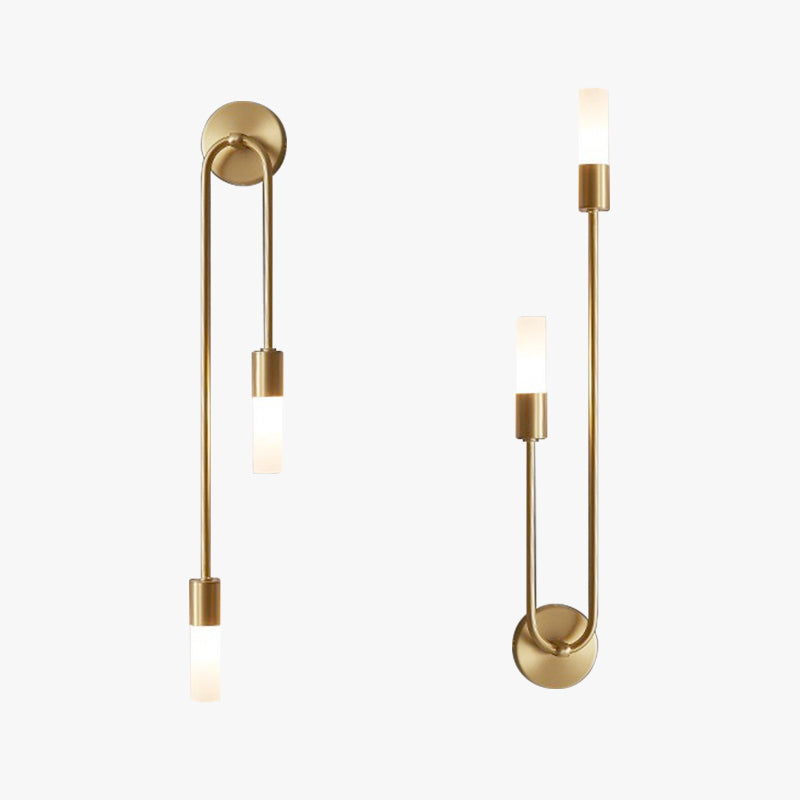 Vano dual-light gold wall sconce pair on plain white background