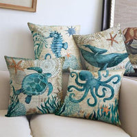 Sea Life Linen Cushion Covers