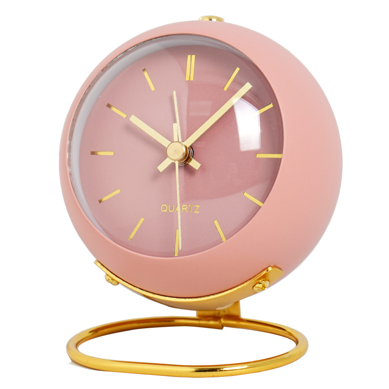 Round Metal and Glass Table Clock 13cm