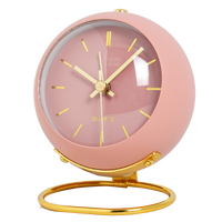 Round Metal and Glass Table Clock 13cm