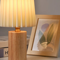 Pleated Column Wood Base Table Lamp 31cm