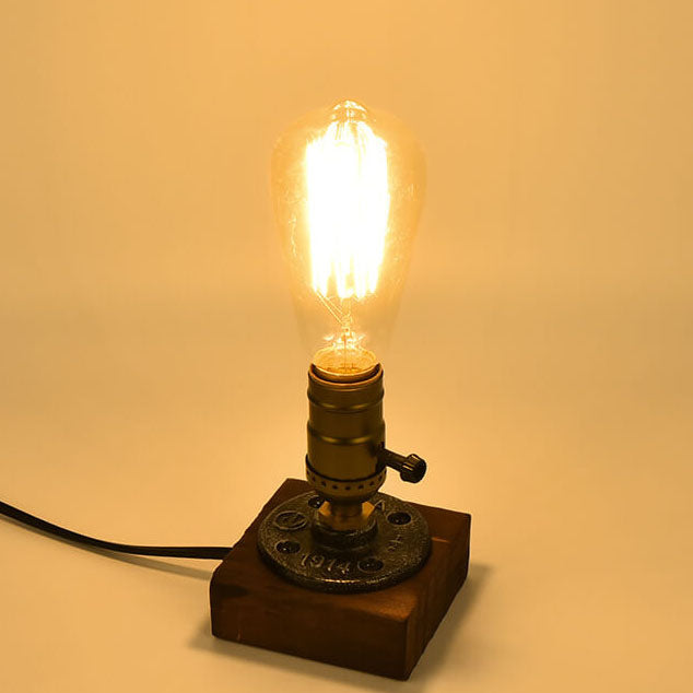 Iron and Pine Bulb Table Lamp 13cm