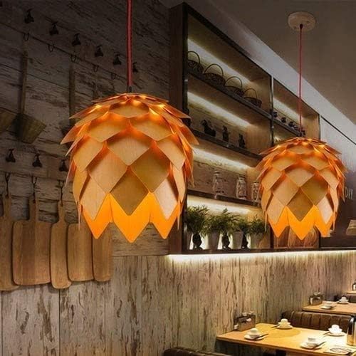 Pine Cone Wood Pendant Light 38-45cm