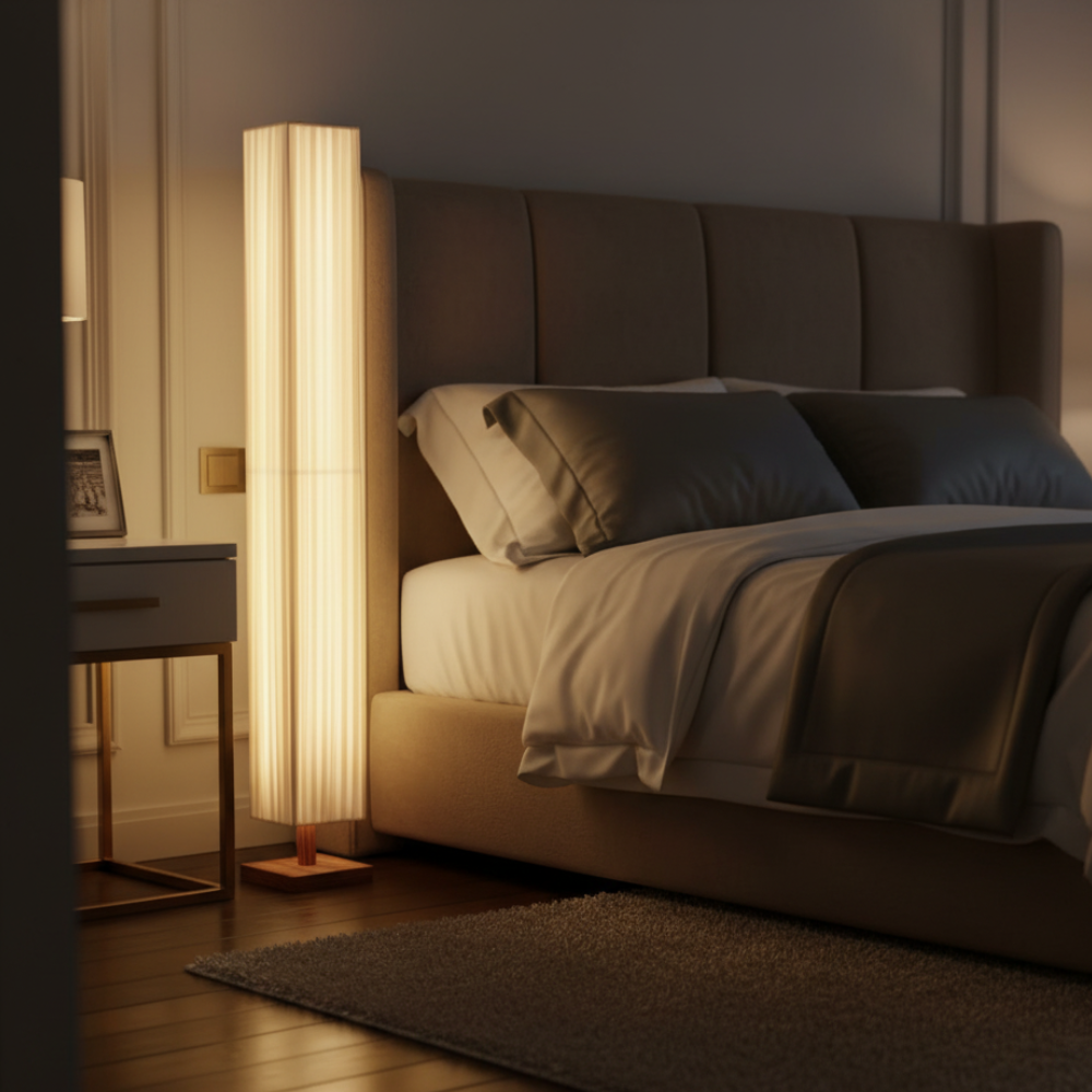 Hikari Walnut Column Floor Lamp 160cm