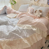 Gingham Ruffle-Edge Bedding Set
