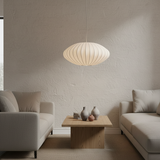 Japandi Knitted Silk Pendant Light